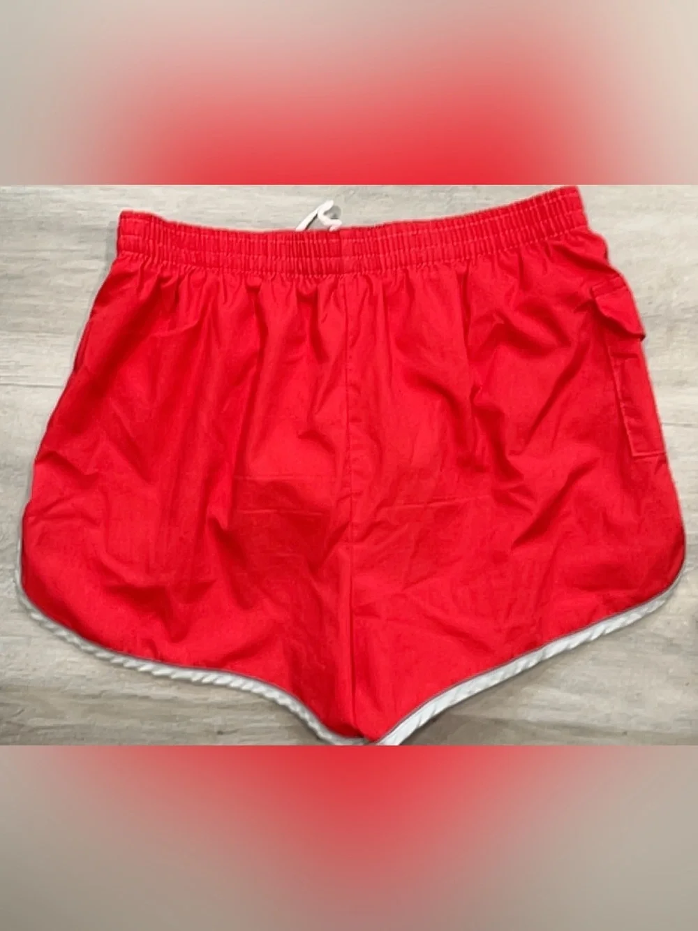 Laguna Red Surf Beach Swim Trunks Shorts Size Medium 80s 90s Retro Pocket VTG